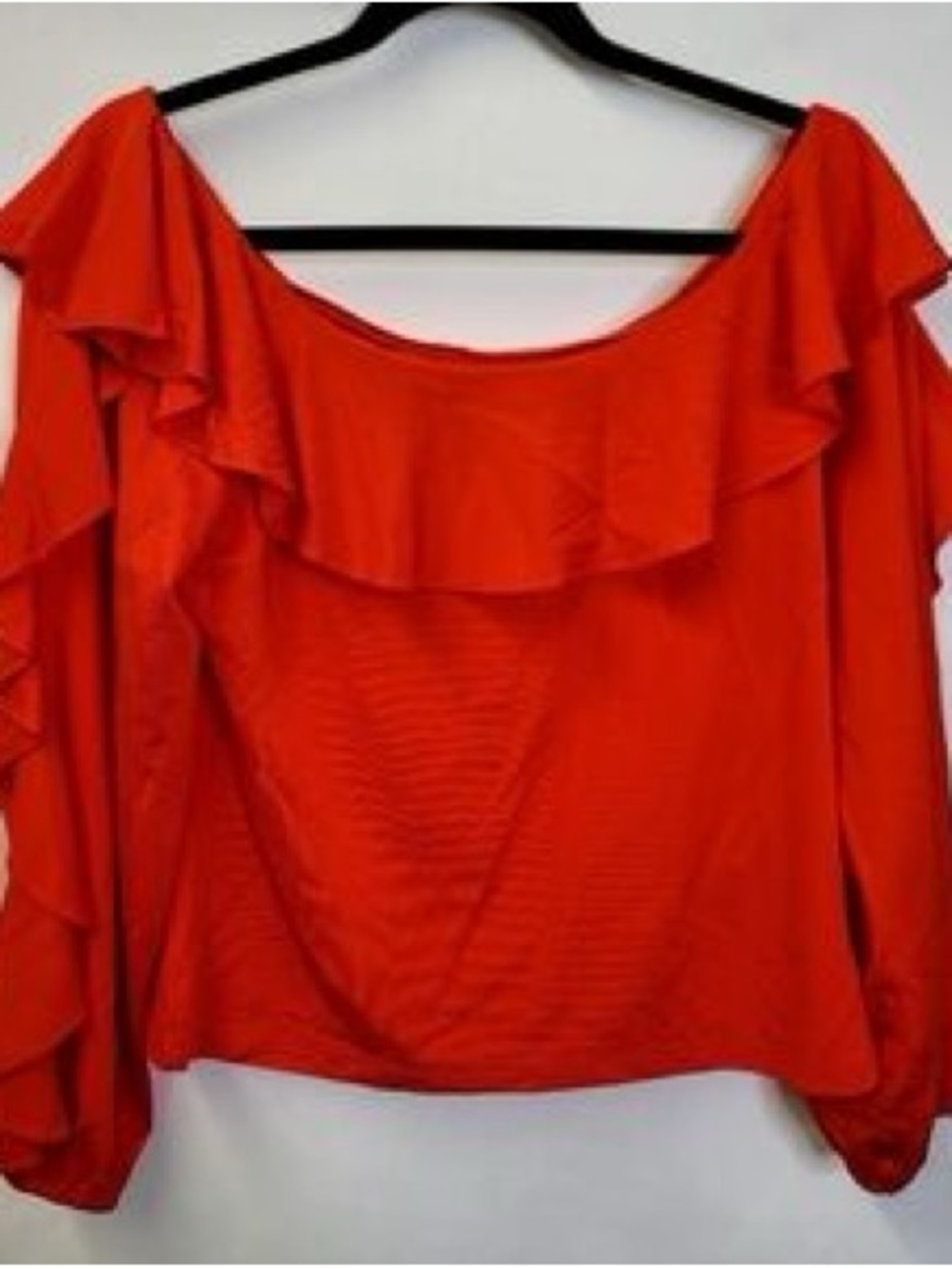 Anthropologie Off-Shoulder Ruffle Blouse in Orange size M - Picture 2 of 5
